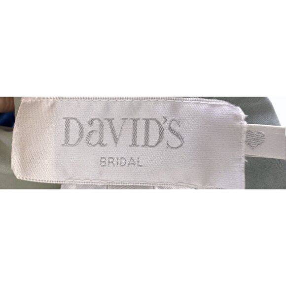 DAVID's BRIDAL Blue  Sz 2 Halter Neck Chiffon Bride's Maid Prom Dress Side Slit - Picture 14 of 16